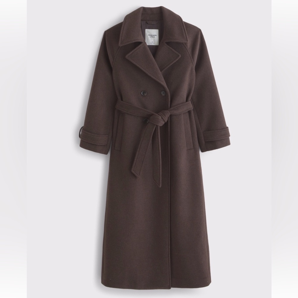 NWT A&F Recycled Wool-Blend Tailored Topcoat - Black